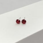 Brinco Prata Legítima 925 Baby 5mm Zirconia Vermelha 