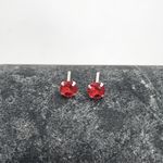 Brinco Prata Legítima 925 Baby 5mm Zirconia Vermelha 