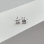 Brinco Prata Legítima 925 Coroa Com Zircônia Infantil 