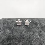 Brinco Prata Legítima 925 Coroa Com Zircônia Infantil 