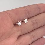 Brinco Prata Legítima 925 Coroa Com Zircônia Infantil 