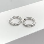 Brinco Prata 925 Argola uma Fileira Zirconia Cristal Pequena 