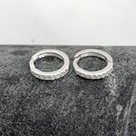 Brinco Prata 925 Argola uma Fileira Zirconia Cristal Pequena 