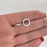 Brinco Prata 925 Argola uma Fileira Zirconia Cristal Pequena 