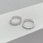 Brinco Prata 925 Argola uma Fileira Zirconia Cristal Media 