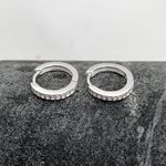 Brinco Prata 925 Argola uma Fileira Zirconia Cristal Media 