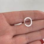 Brinco Prata 925 Argola uma Fileira Zirconia Cristal Media 