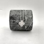 Corrente com Pingente Prata Legítima 925 Trevo 45 cm com banho Ródio Branco