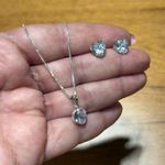 Conjunto Coração Zirconia Branca 8 milímetros 45 centímetros em Prata 925 