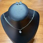 Conjunto Coração Zirconia Branca 8 milímetros 45 centímetros em Prata 925 