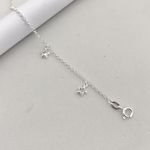 Pulseira Prata Legitima 925 Feminina 5 Pingentes Estrela Zirconia Cristal 