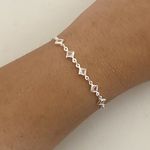 Pulseira Prata Legítima 925 5 Losangos Zirconia Cristal 1,9gr