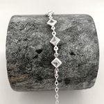 Pulseira Prata Legítima 925 5 Losangos Zirconia Cristal 1,9gr