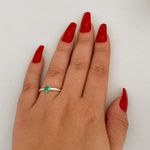 Anel Prata Legitimo 925 Meia Aliança com Zirconia de Coração 5mm Verde Água 