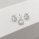 Conjunto Prata Legítima 925 Brinco e Pingente Gota Zirconia Cristal