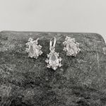 Conjunto Prata Legítima 925 Brinco e Pingente Gota Zirconia Cristal