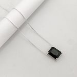 Colar Prata Legítima 925 Veneziana com Pingente Zirconia Preta Retangular 45 cm 