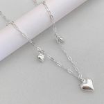 Choker Colar Prata Legítima 925 com Pingentes de Coração 