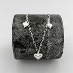 Choker Colar Prata Legítima 925 com Pingentes de Coração 