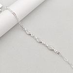 Pulseira Prata Legítima Infantil 3 Zirconias Navete Cristal 16 centímetros