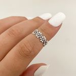 Anel Prata Legitima 925 Flores Ajustável Ponde de Dedo Falange Indiano