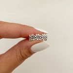 Anel Prata Legitima 925 Flores Ajustável Ponde de Dedo Falange Indiano