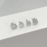 Brincos Prata Legitima 925 Duo Gota Zirconia Cristal Elegante e Clássico