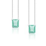 Escapulário Prata Legítima com Zircônia Verde Água Colar 60 cm 
