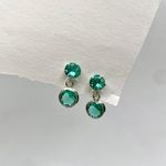 Brinco Solitario 5mm e 6mm Zirconia Verde Prata 925