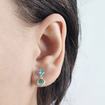 Brinco Solitario 5mm e 6mm Zirconia Verde Prata 925