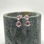 Brinco Solitario 5mm e 6mm Zirconia Rosa Prata 925