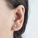 Brinco Solitario 5mm e 6mm Zirconia Rosa Prata 925