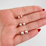 Trio Brincos Prata Legitima 925 Bola 4/5/6 milimetros