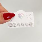 Trio Brincos Prata Legítima 924 Carre 4/5/6 milimetros