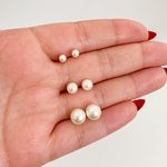 Trio Brincos Prata Legítima 925 Pérola 4/6/8 milímetros