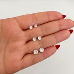 Trio Brincos Prata Legitima 925 Solitário 4/5/6 milímetros