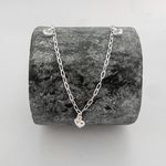 Tornozeleira Prata Legitima 925 Pingentes Coração Liso/Zirconia Cristal