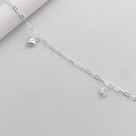 Tornozeleira Prata Legitima 925 Pingentes Coração Liso/Zirconia Cristal