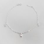 Tornozeleira Prata Legitima 925 Pingentes Coração Liso/Zirconia Cristal