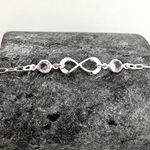 Pulseira Prata Legitima 925 Infinito e Zirconia Rosa Claro 1,3gr