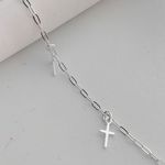 Pulseira Prata Legitima 925 5 Pingentes Cruz Lisa 1,4gr