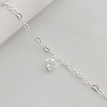 Pulseira Prata Legitima 925 Elos de Coração com Zirconia Cristal 1,1gr