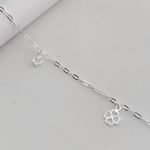 Tornozeleira Prata Legitima 925 Trevo + Coração Zirconia Cristal 1,5gr