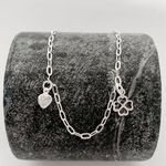 Tornozeleira Prata Legitima 925 Trevo + Coração Zirconia Cristal 1,5gr