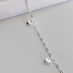 Tornozeleira Prata Legitima 925 Pingentes Coração Liso 1,8gr