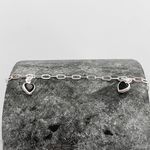 Tornozeleira Prata Legitima 925 Pingentes Coração Zirconia Preta 1,6gr