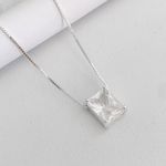 Corrente Prata Legitima 925 Veneziana 50cm com Pingente Caixa Alta Cristal