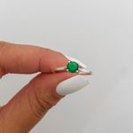 Anel Prata Legitima 925 Solitário Zirconia Verde