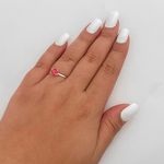 Anel Prata Legitima 925 Solitário Zirconia Cereja