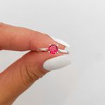 Anel Prata Legitima 925 Solitário Zirconia Cereja